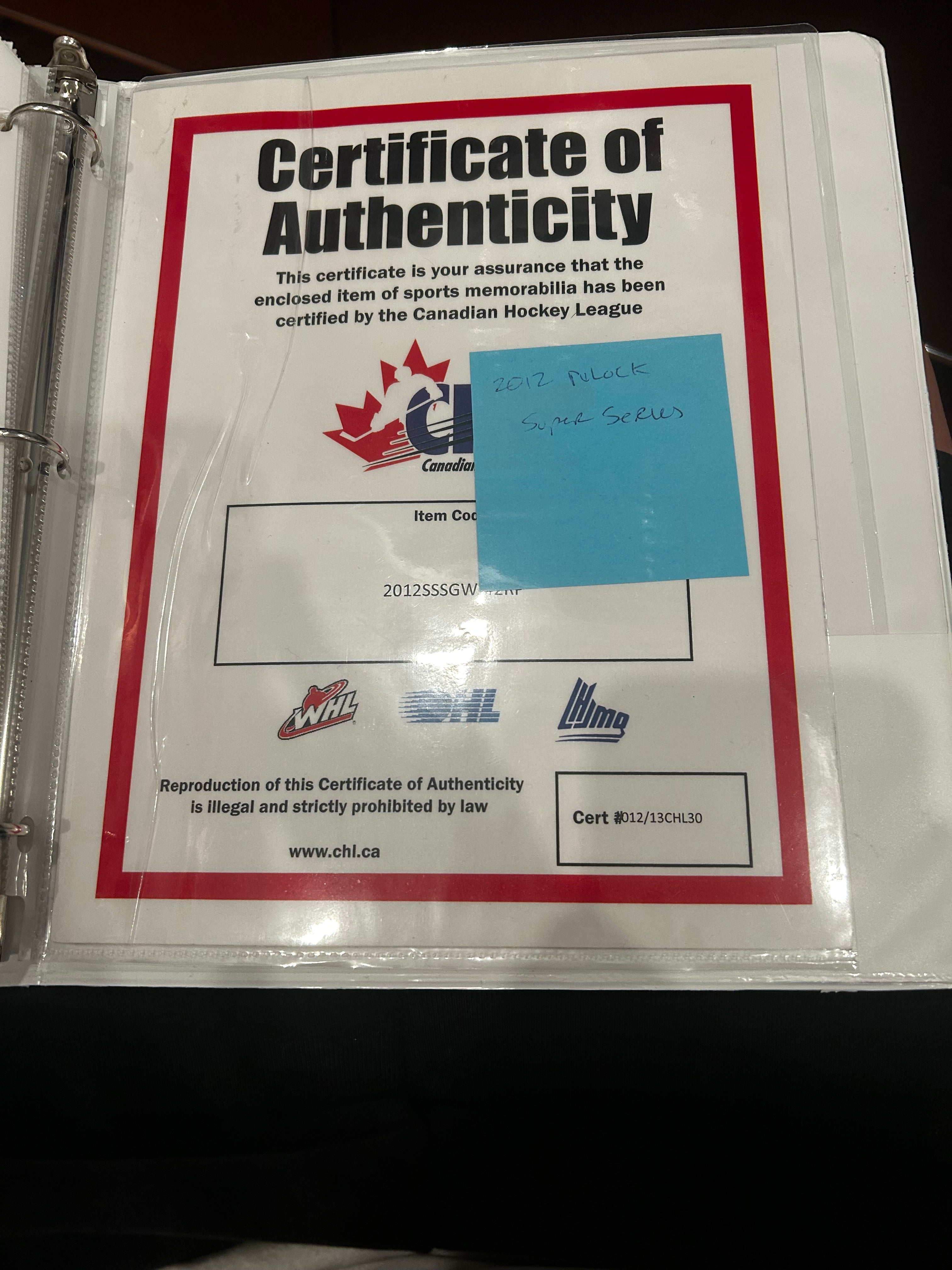 Ryan Pulock game worn CHL jersey signed with LOA