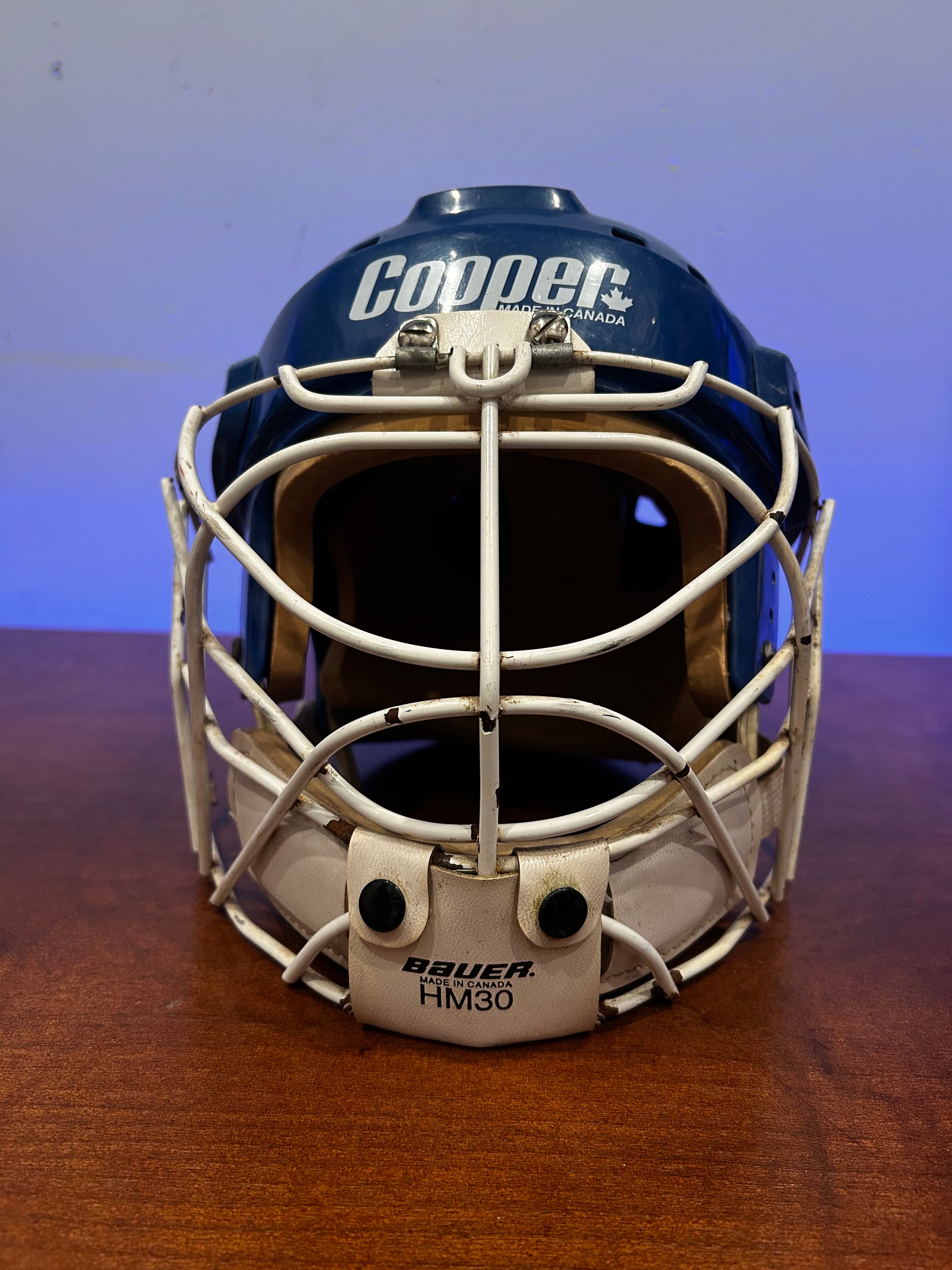 Glenn Healy game worn helmet authenticated and signed by the man and himself.