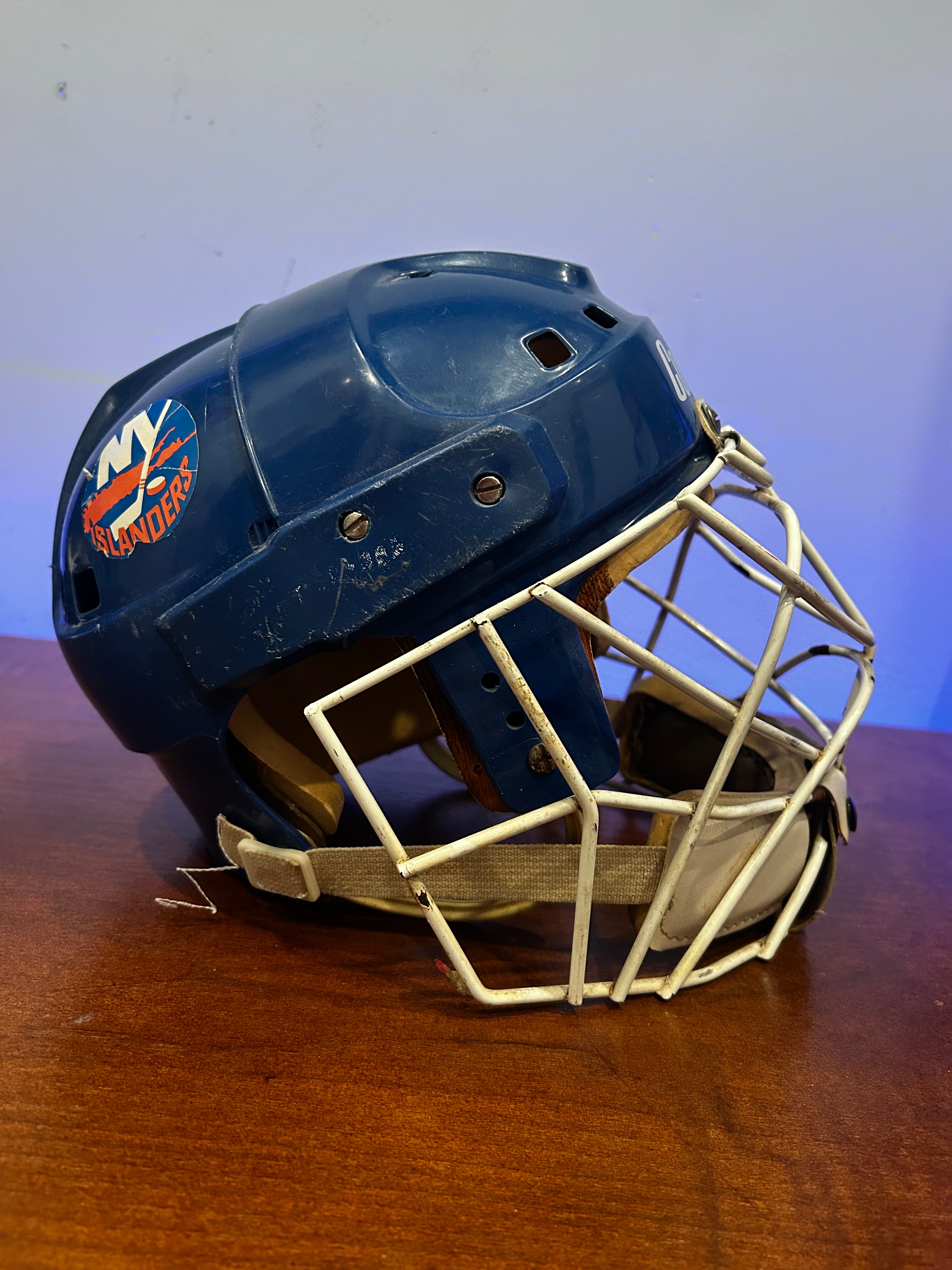 Glenn Healy game worn helmet authenticated and signed by the man and himself.
