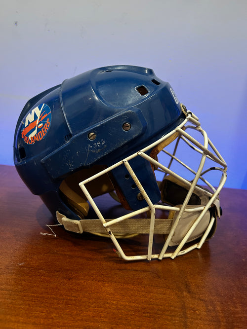 Glenn Healy game worn helmet authenticated and signed by the man and himself.
