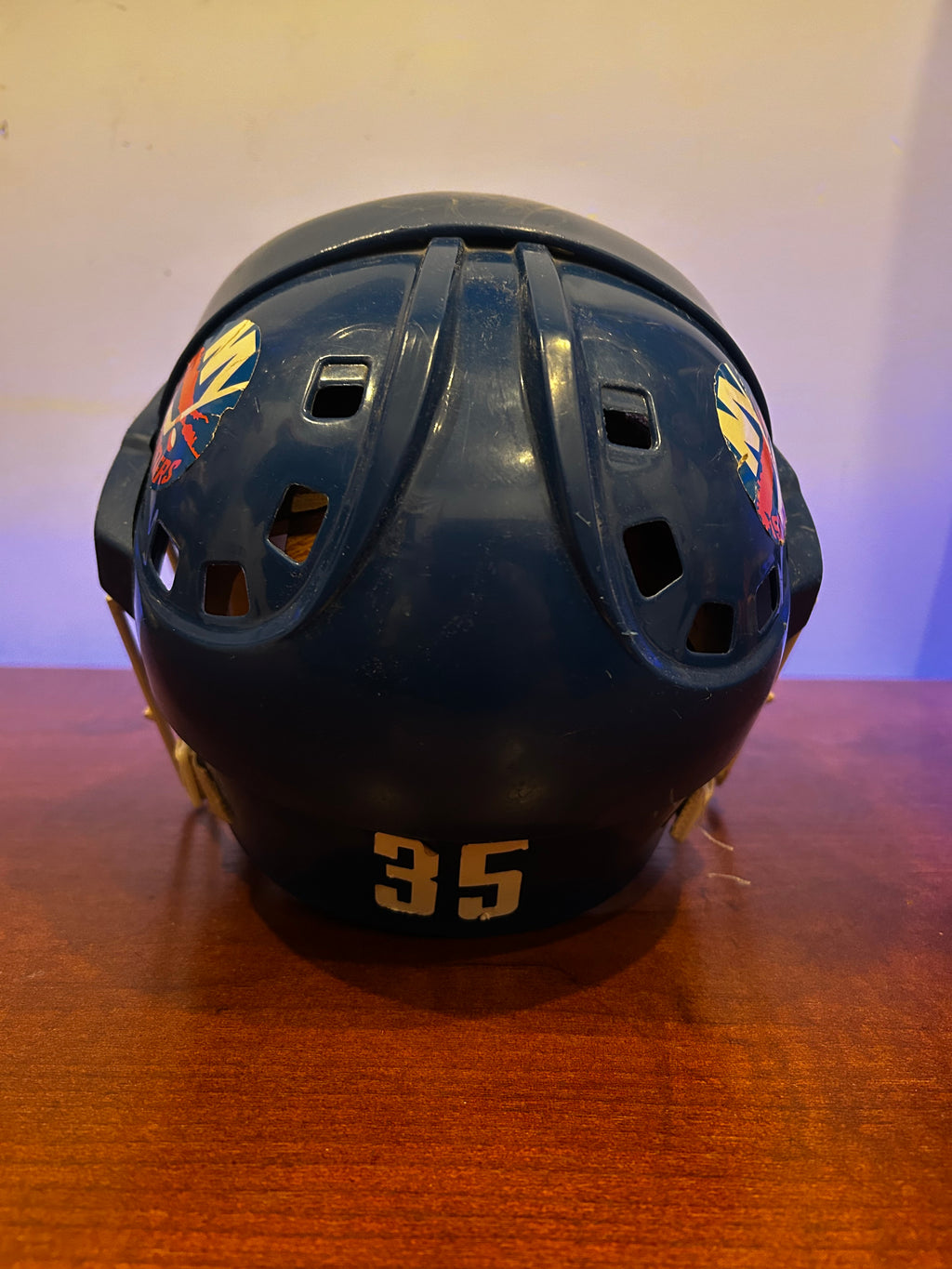 Glenn Healy game worn helmet authenticated and signed by the man and himself.