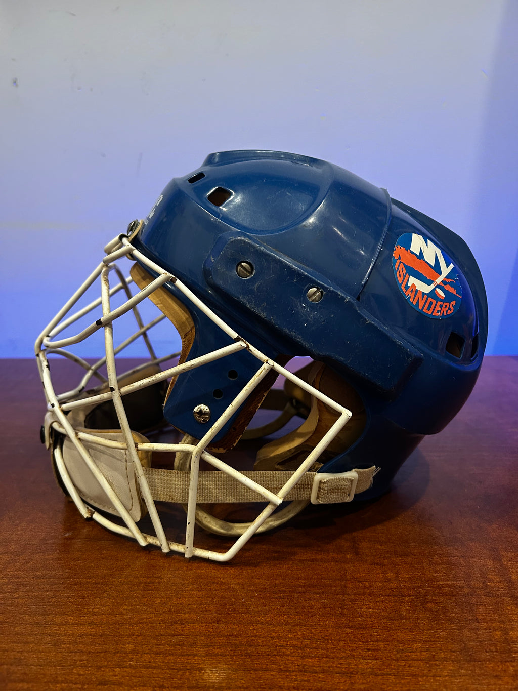 Glenn Healy game worn helmet authenticated and signed by the man and himself.