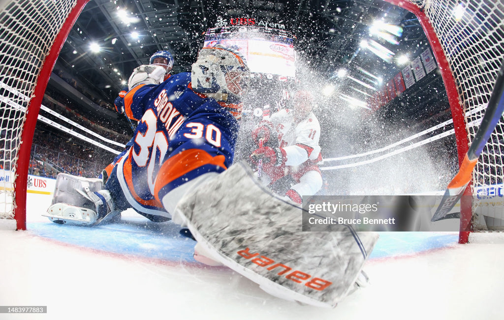 Ilya Sorokin game used blocker photo matched📸 signed with LOA