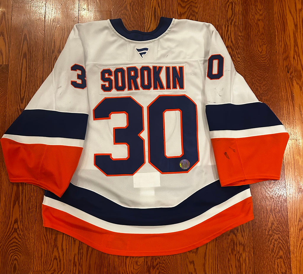 Ilya Sorokin game worn away jersey with LOA, signed and Photo matched📸