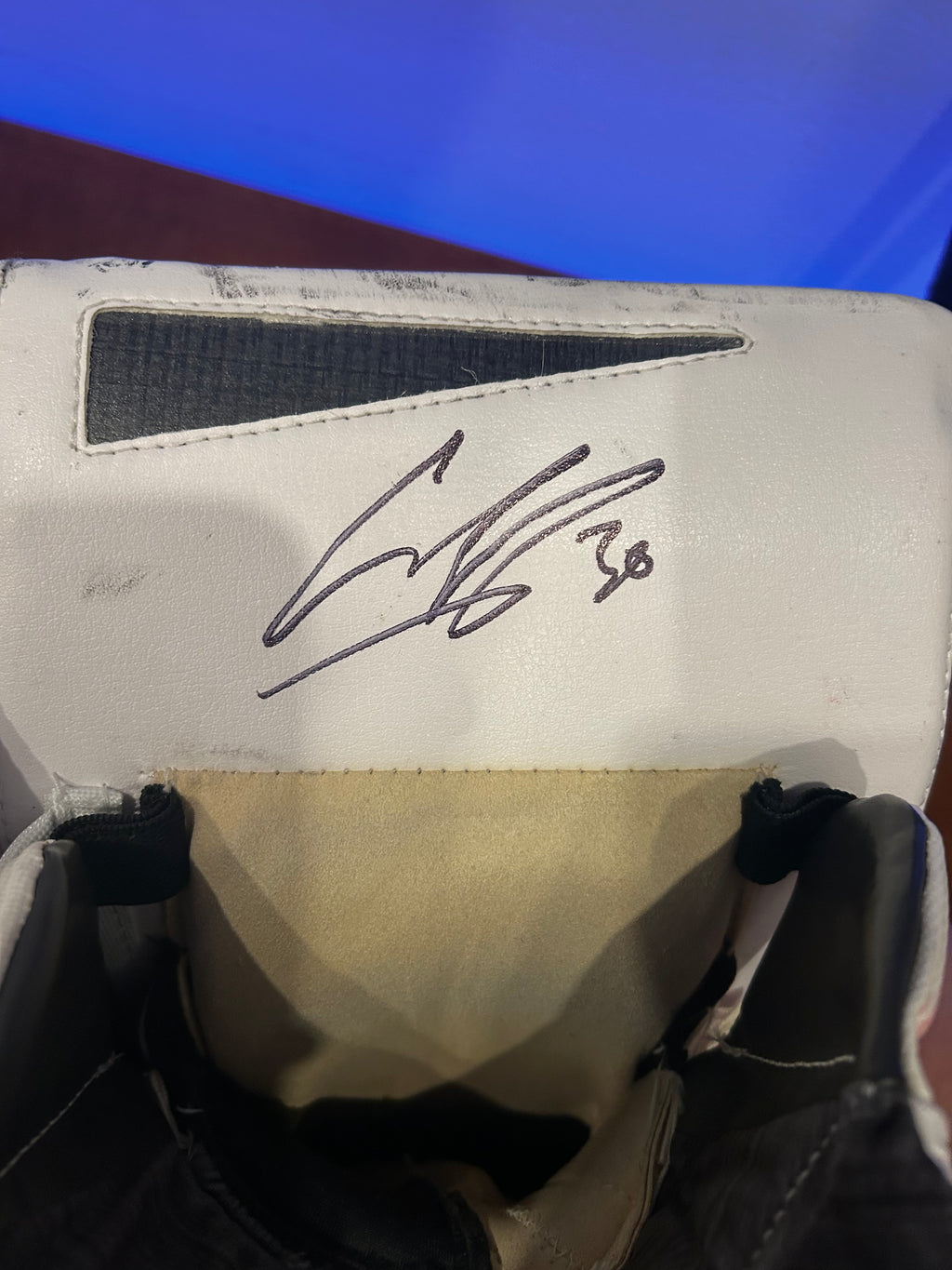 Ilya Sorokin game used blocker photo matched📸 signed with LOA