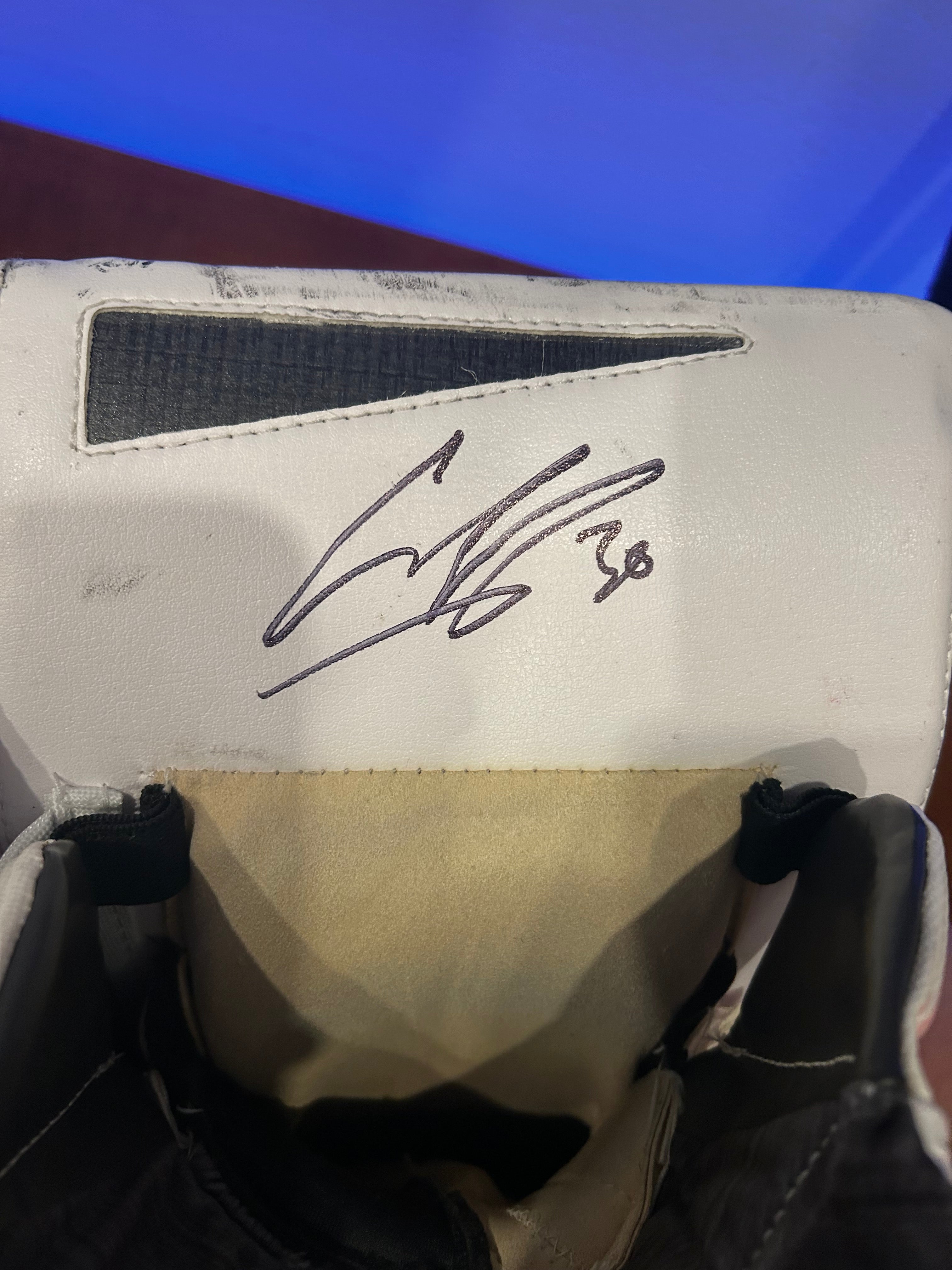 Ilya Sorokin game used blocker photo matched📸 signed with LOA