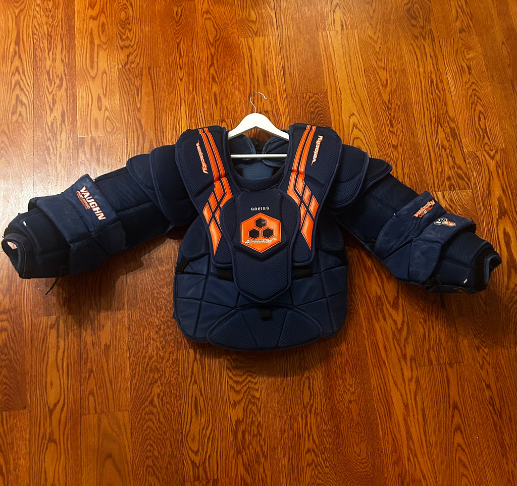 Thomas Greiss game used chest protector with LOA