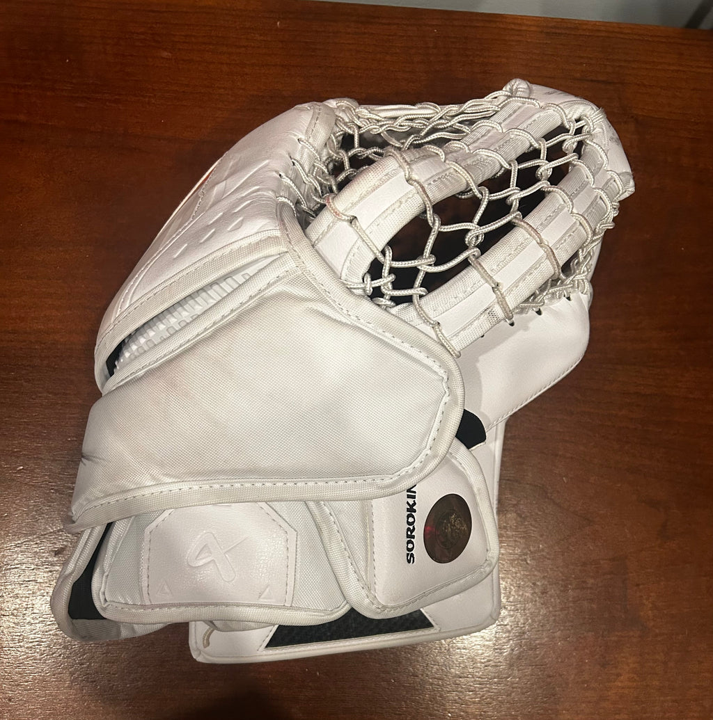 Sorokin game worn glove with LOA.